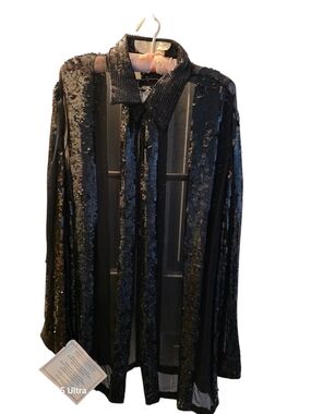 NWT Black Silk And Sequin Topper